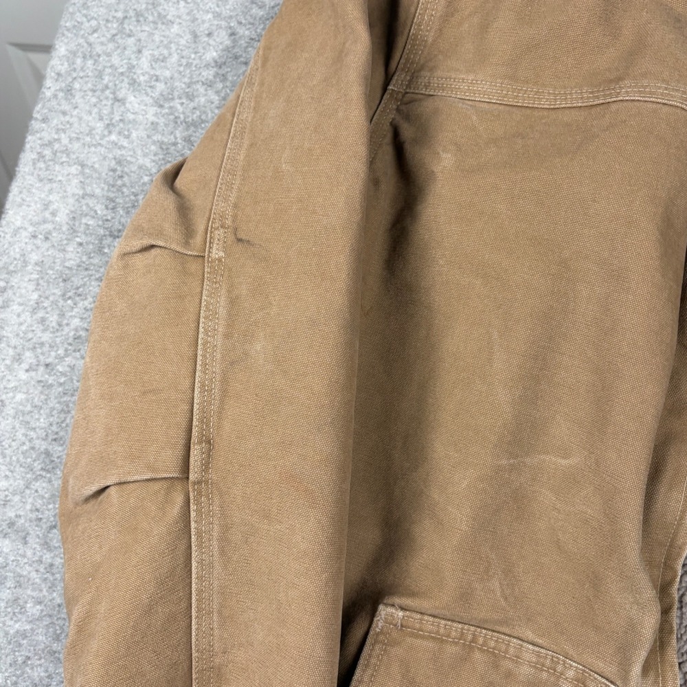 Carhartt Sherpa Lined Duck Jacket Mens Large Tall Brown Canvas Workwear Coat - Picture 7 of 15